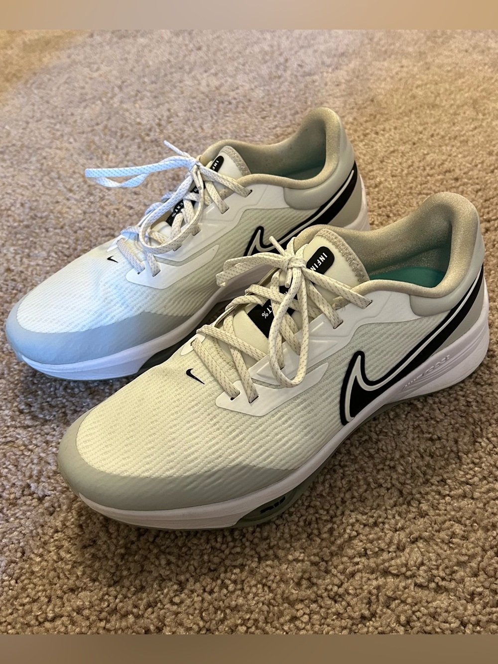 Nike Air Zoom Infinity Tour Next% Golf Shoes White and Black Men’s Size 10.5